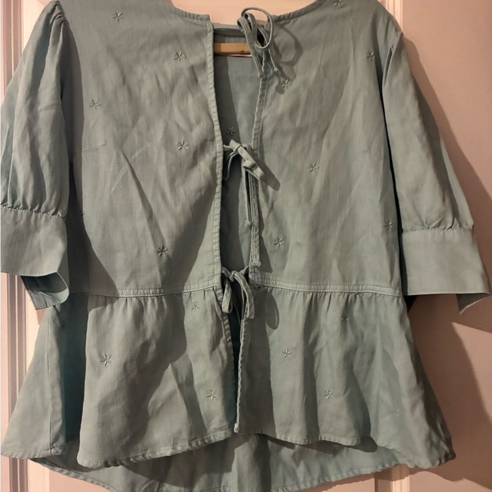 Women's Light Blue Embroidered Top